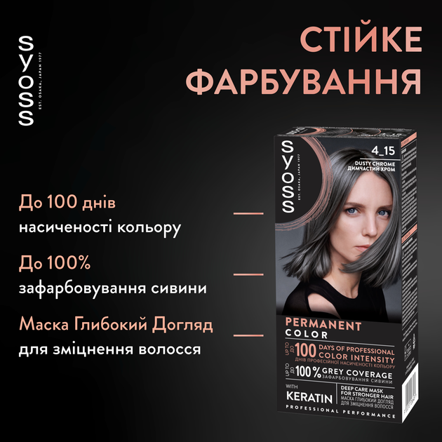 Стійка фарба для волосся Syoss 4-15 Димчастий хром 115 мл (9000101266481) - зображення 2