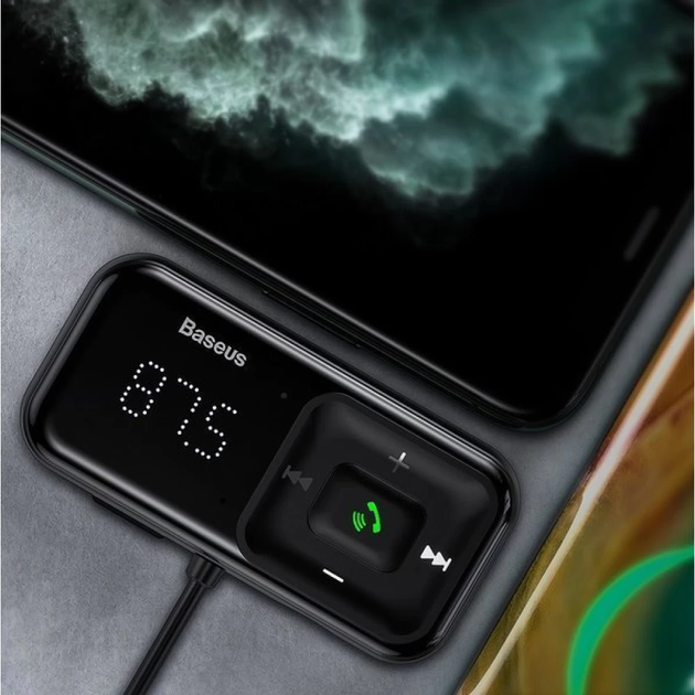 АЗП з FM-модулятором Baseus T Shaped S-16 Car Bluetooth MP3 Player Black - изображение 5