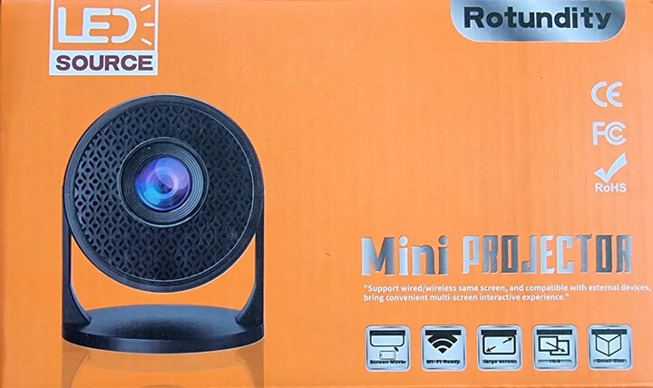Міні портативний проектор Full HD 1080p з Wi-Fi та динаміком Rotundity M5 з пультом керування Чорний - зображення 2