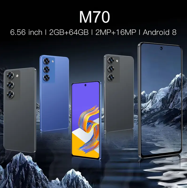 Мобільний телефон Aidekunlin M70 Android 8.0 2Gb RAM 64Gb ROM 3200mAh на дві сім картки Блакитний - зображення 4