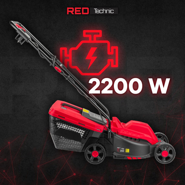 Газонокосарка електрична RED TECHNIC RTKSE0027 (2200 Вт, 32 см, 30 л кошик) - зображення 13