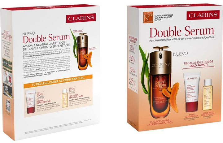 Набір для догляду за обличчям Clarins Double Serum Сироватка 50 мл + Бальзам 15 мл + Засіб для зняття макіяжу 10 мл (3666057398032) - зображення 1