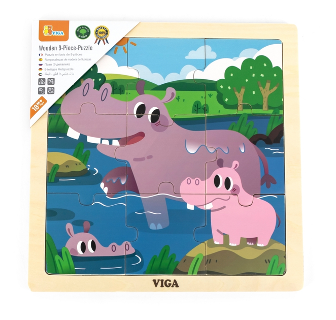 Puzzle PolarB Viga na podkładce 9 el. Hipopotam 44628 (6971608446283) - obraz 3