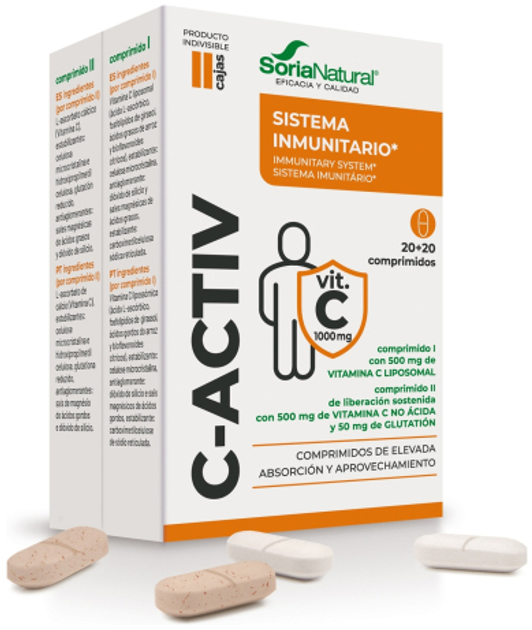 Дієтична добавка Soria Natural C-Activ witamina C 1000 мг 20+20 таблеток (8422947112004) - зображення 2