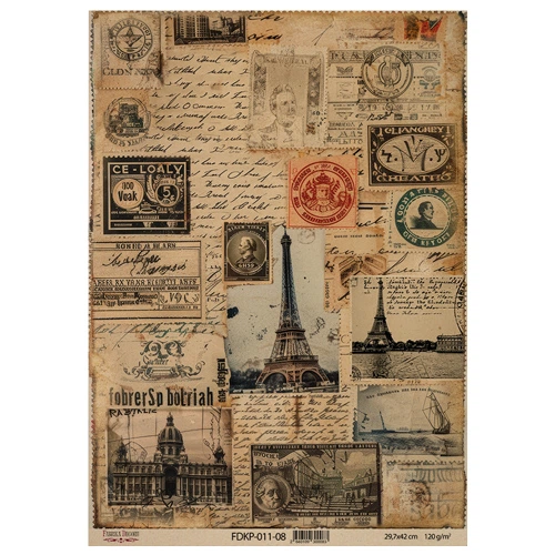 Аркуш крафт паперу з малюнком Фабрика Декору Vintage Europe, 42x29,7 см, артикул FDKP-011-8 - Фото 1 Аркуш крафт паперу з малюнком Фабрика Декору Vintage Europe, 42x29,7 см, артикул FDKP-011-8 - зображення 1