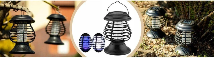 Ловушка для комарів на сонячній батареї Bug Zapper ультрафіолетова мухоловка комах інсектицидна лампа переносна проти комар світильник садовий від мошка мух моль комарі метелики знищувач літаючих шкідників (Solar-9028) - зображення 4