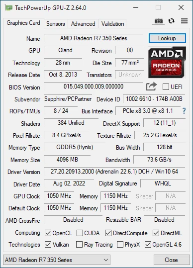 Видеокарта Taishuo Radeon OEM R7 350 4GB GDDR5 (128 bit) (VGA DVI HDMI) (№842) - изображение 5