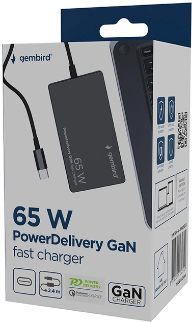 Zasilacz do laptopa Gembird USB Type-C 65 W (NPA-AC-PDQC65-01) - obraz 4
