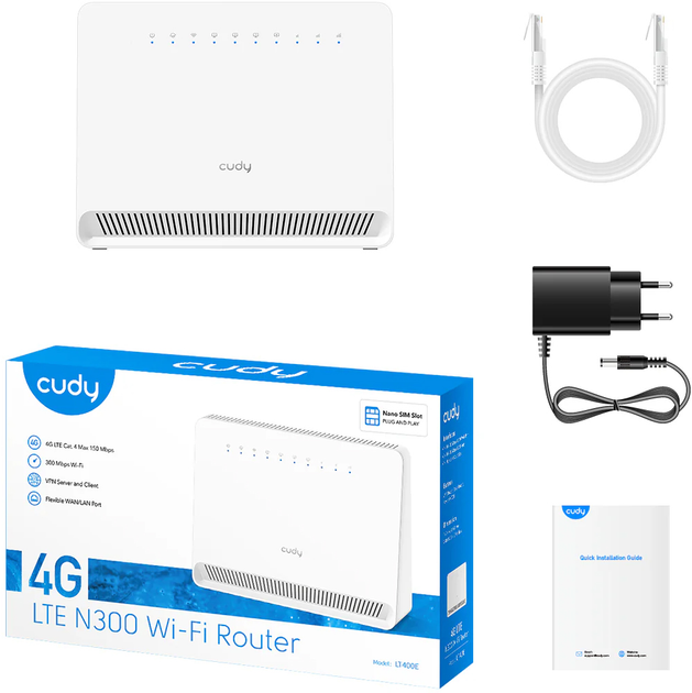 Маршрутизатор Cudy LT400E 4G N300 Wi-Fi (6971690793166) - зображення 5