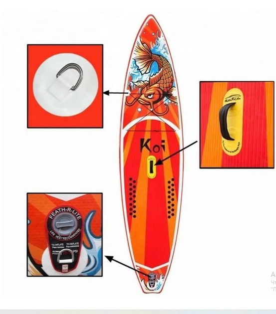 Сапборд надувний двошаровий кант / Supboard Fun Water Koi 335х83х15 - зображення 4