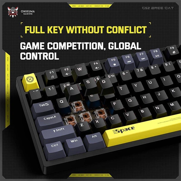 Игровая проводная клавиатура Onikuma G52 USB With RGB Wired Mechanical Keyboard 82 Keys |ENG раскладка, механическая, геймерская, компактная, USB, RGB-подсветка, 82 клавиши, широкая совместимость| Черный - изображение 7
