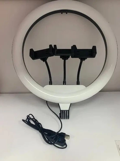 Лампа кольцевая для фото и видео Ring Fill Light QX-360 36 см LED с тремя держателями для смартфона черная - изображение 6
