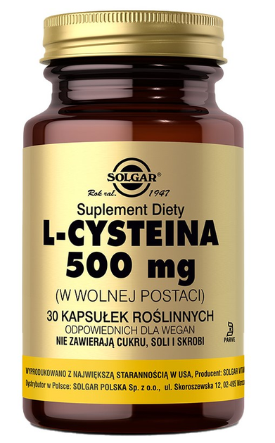 Дієтична добавка Solgar L-Cysteina 500 мг 30 капсул (0033984009608) - зображення 1
