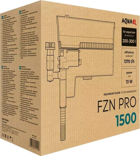 Filtr zewnętrzny akwariowy AquaEl FZN PRO 1500 (5905546341165) - obraz 1