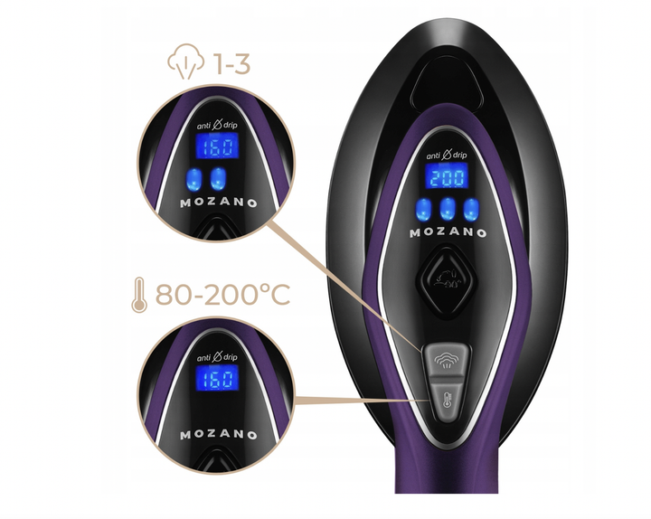 Отпариватель для одежды Mozano Smart Care 2500 Вт, фиолетовый - изображение 4