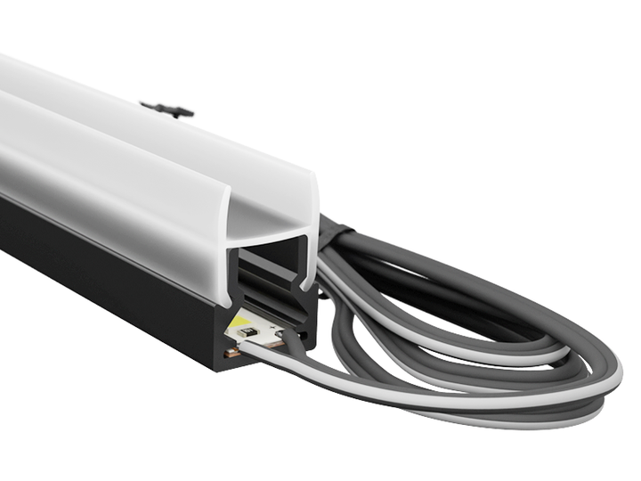 Светильник LEDUA светодиодный для стеклянных полок N4-4-300 300мм 12V 3W 300lm COB 4500K нейтрально белый свет черный корпус, черный провод 2м - изображение 7
