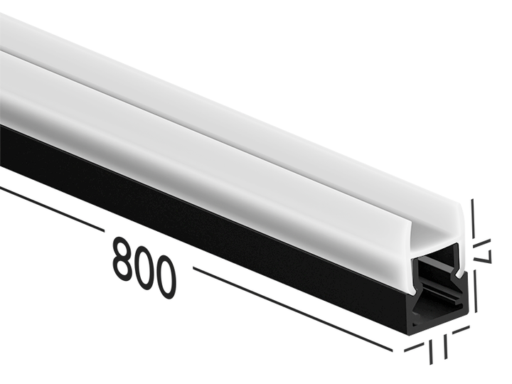Светильник LEDUA светодиодный для стеклянных полок N4-4-800 800мм 12V 8W 800lm COB 4500K нейтрально белый свет черный корпус, черный провод 2м - изображение 5