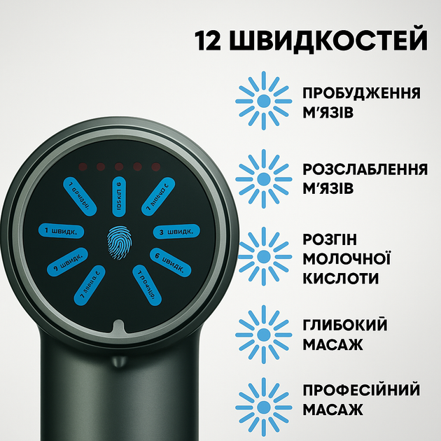 Ручной массажный пистолет Fascial Gun 8121 для глубокого массажа всего тела - изображение 7