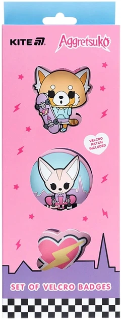 Набір бейджів Kite Aggretsuko на липучці 3 шт (AR25-3012) - Фото 1 Набір бейджів Kite Aggretsuko на липучці 3 шт (AR25-3012) - зображення 1