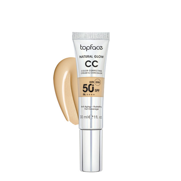 Тональний СС-крем topface Natural Glow CC Cream & Concealer SPF50 PT472 30 мл, 005 Yellow Sand/Пісочний - Фото 2 Тональний СС-крем topface Natural Glow CC Cream & Concealer SPF50 PT472 30 мл, 005 Yellow Sand/Пісочний - зображення 2
