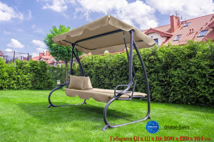 Гойдалка садова Bonro Garden BW-002 коричнева 3 місна - зображення 3