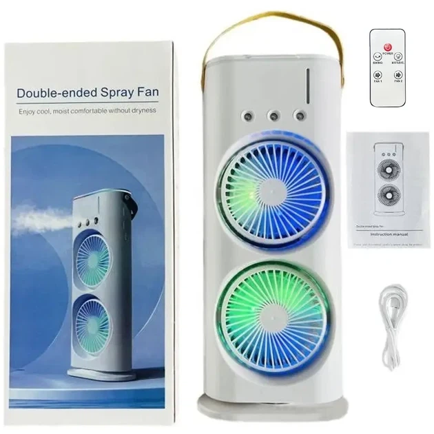 Міні-кондиціонер RIAS Air Cooler Fan дворівневий з зволожувачем повітря та підсвічуванням 280ml 12W USB White - зображення 5