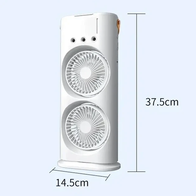 Міні-кондиціонер RIAS Air Cooler Fan дворівневий з зволожувачем повітря та підсвічуванням 280ml 12W USB White - зображення 6