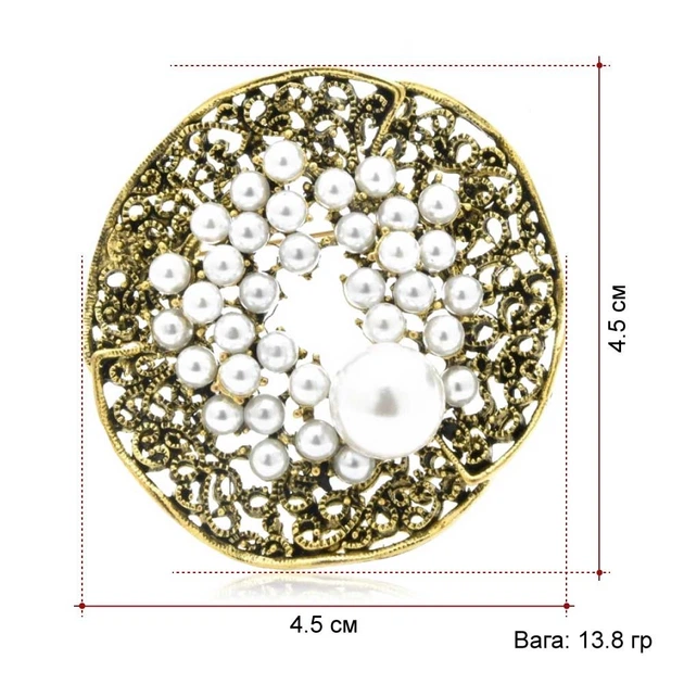 Брошь женская BROCHE бижутерия с белым искусственным жемчугом Авангард золотистая BRBF111243 - Фото 3 Брошь женская BROCHE бижутерия с белым искусственным жемчугом Авангард золотистая BRBF111243 - изображение 3