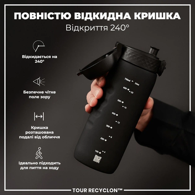 Бутылка для воды ION8 ЭКО бутылка BPA Free 750 мл Black (I8RF750BLK) - Фото 3 Бутылка для воды ION8 ЭКО бутылка BPA Free 750 мл Black (I8RF750BLK) - изображение 3