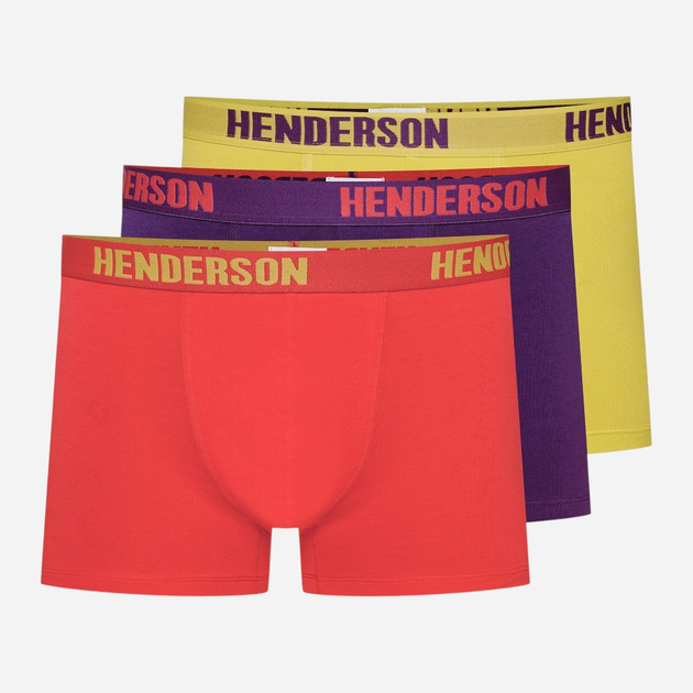 Набір трусів боксерів чоловічих бавовняних 3 шт Henderson Star 42628-MLC 3XL Червоний/Фіолетовий/Жовтий (5903972380116) - зображення 1