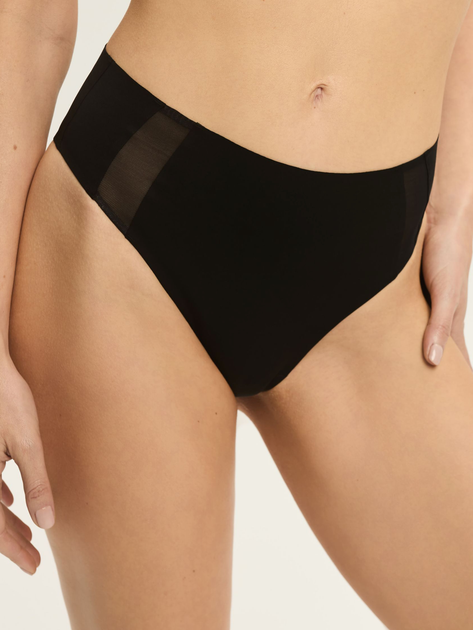 Majtki tanga damskie z wysokim stanem Esotiq Blank 42882-99X L Czarne (5903972553589) - obraz 1