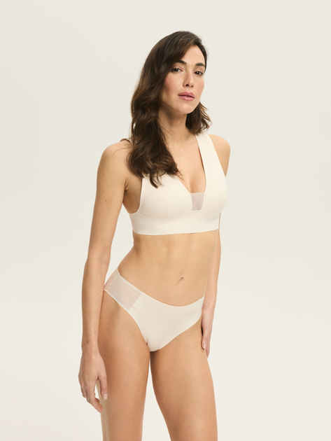 Majtki brazyliany damskie siateczkowe Esotiq Blank 42883-01X XL Kremowe (5903972553800) - obraz 3