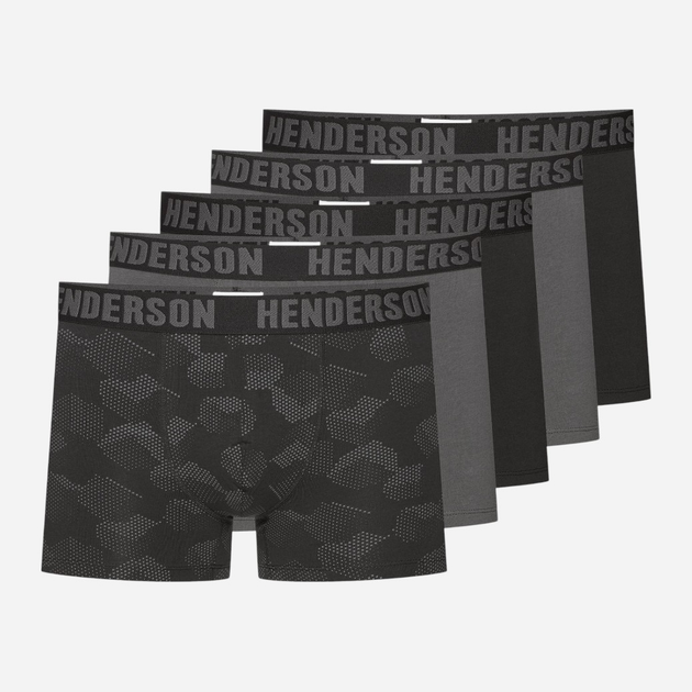 Набір трусів боксерів чоловічих бавовняних 5 шт Henderson Soul 43171-MLC M Чорний/Графітовий (5903972519301) - зображення 1