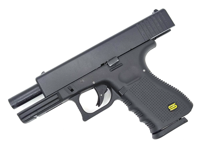 Стартовый пистолет SUR G17-BRT black +магазин (Glock 17) + 50 холостых патронов - изображение 6