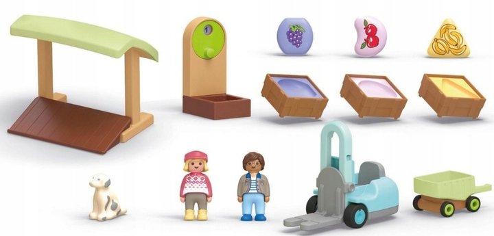 Zestaw konstrukcyjny Playmobil Junior: Ekologiczne stoisko targowe i wózek widłowy 17 elementów (71691) (4008789716910) - obraz 3