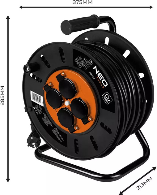 Подовжувач на котушці NEO Tools 90-172 на 4 розетки 40 м (5907558426540) - зображення 5