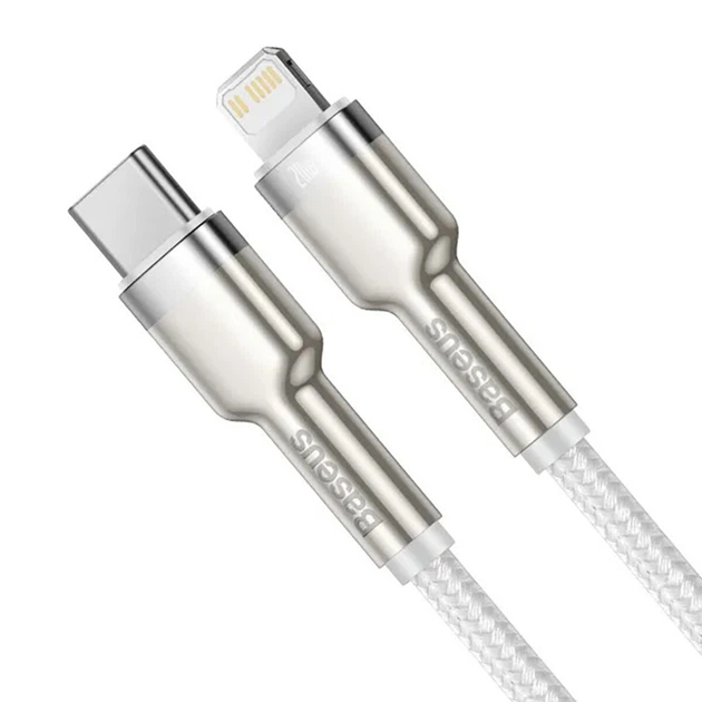Кабель Baseus Cafule Series Metal Data Cable Type-C to Lightning PD 20W 1m White (CATLJK-A02) - изображение 2