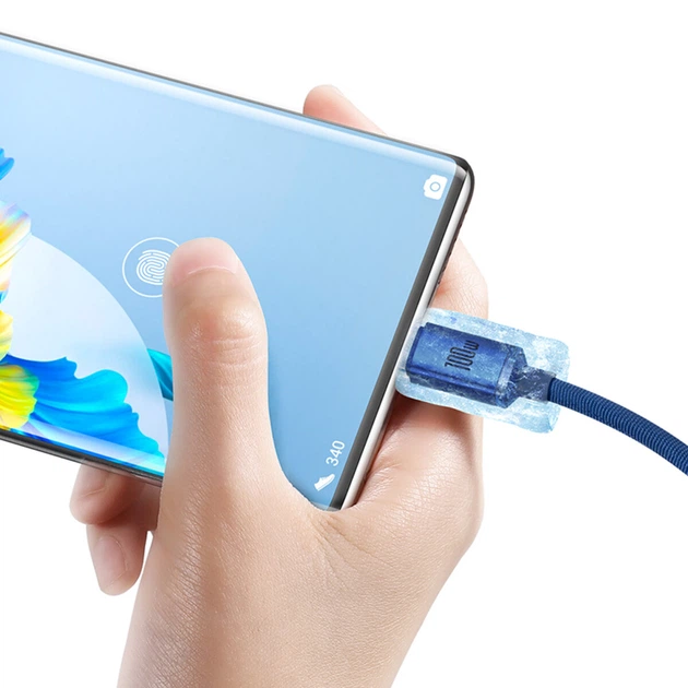 Кабель Baseus Crystal Shine Series Fast Charging Data Cable USB to Type-C 100W 2m Blue (CAJY000503) - зображення 4
