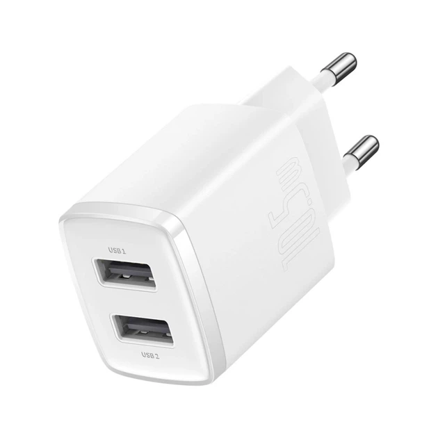 Зарядное устройство Baseus Compact Charger 2xUSB 10.5W 2.1A EU White (CCXJ010202) - изображение 3