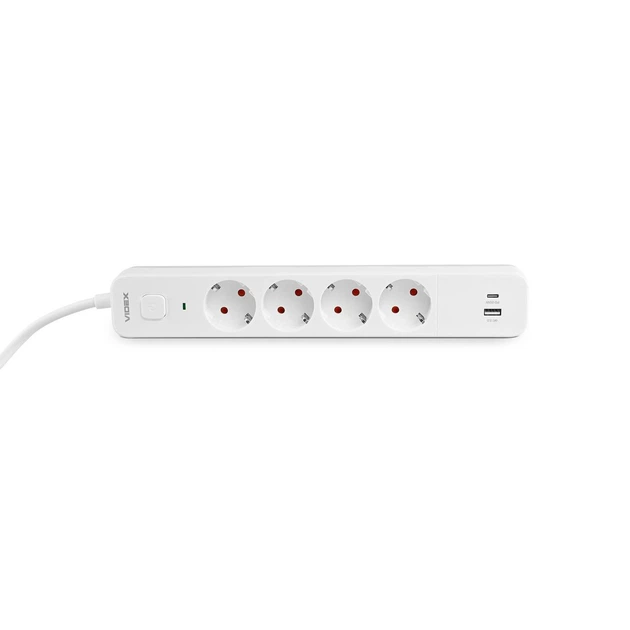 Мережевий подовжувач VIDEX ONCORD з/з 4п 3м (3x1.5мм) 3.4А USB(QC3.0) +USB-C(PD20W) з кнопкою White - Фото 5 Мережевий подовжувач VIDEX ONCORD з/з 4п 3м (3x1.5мм) 3.4А USB(QC3.0) +USB-C(PD20W) з кнопкою White - зображення 5