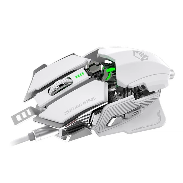 Игровая проводная мышь MEETION Backlit Gaming Mechanical Mouse RGB MT-M990S, 1200-7200DPI, USB, 1.8m, white - изображение 6