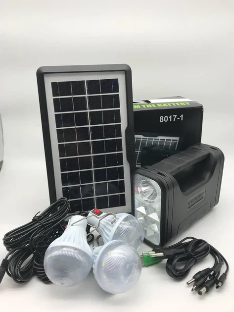 Многофункциональный аварийный фонарь GDPLUS Solar GD-8017 Солнечная панель +3 лампы - изображение 4