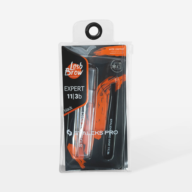 Пинцет для бровей STALEKS EXPERT 11 TYPE 3b (широкие скошенные кромки), черный - изображение 2