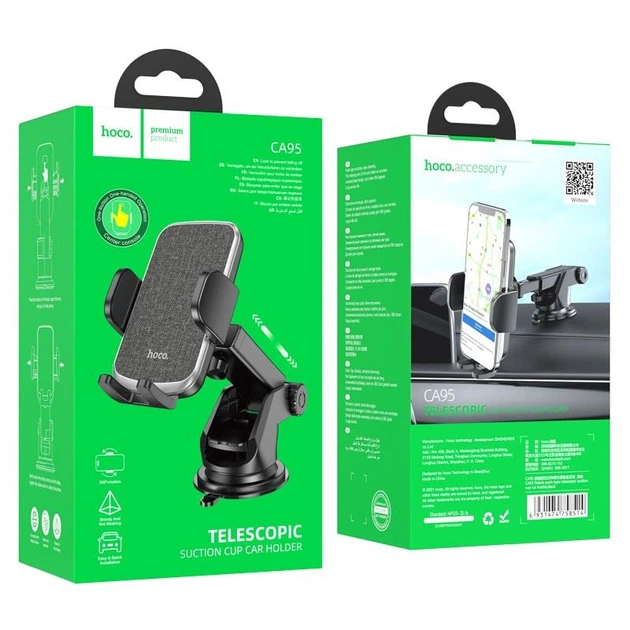 Тримач HOCO CA95 Polaris push-type telescopic suction cup car holder - зображення 8