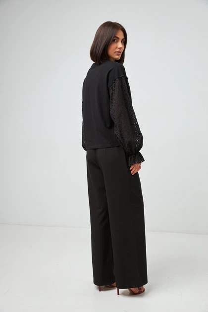 Блуза комбінована з батистом Wear me S Чорний (1_25_100_10989) - изображение 3