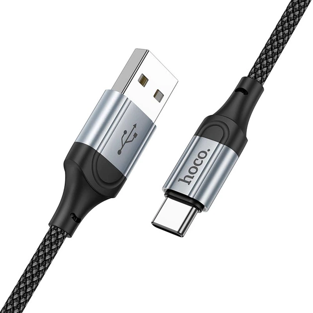 Кабель HOCO X102 USB to Type-C для швидкого заряджання та передачі даних, 3 A, довжина 1 м, Black - Фото 2 Кабель HOCO X102 USB to Type-C для швидкого заряджання та передачі даних, 3 A, довжина 1 м, Black - зображення 2