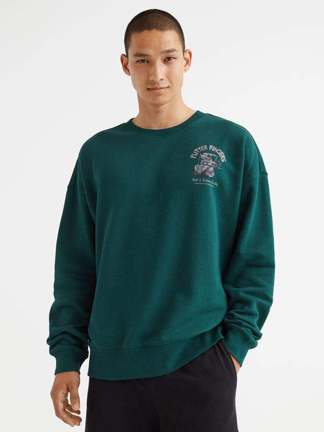 Акція на Світшот чоловічий H&M 1003931009c20 XL Зелений від Rozetka