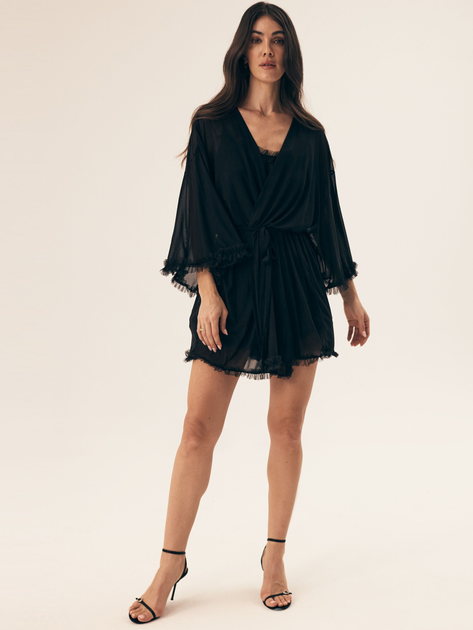 Халат жіночий великого розміру літній Esotiq Billie 43269-99X L/XL Чорний (5903972564950) - зображення 3