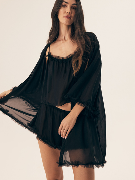 Халат жіночий літній Esotiq Billie 43269-99X S Чорний (5903972564936) - зображення 4