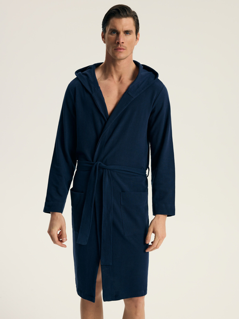 Халат чоловічий бавовняний з капюшоном Esotiq Homme Stellar 44051-59X L Темно-синій (5903972605745) - зображення 1